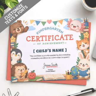 Diplôme personnalisé pour enfants de classe d'anim