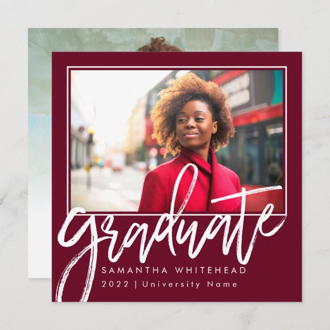 Diplômé photo moderne 2022 Faire-part Bourgogne (Devant / Derrière)