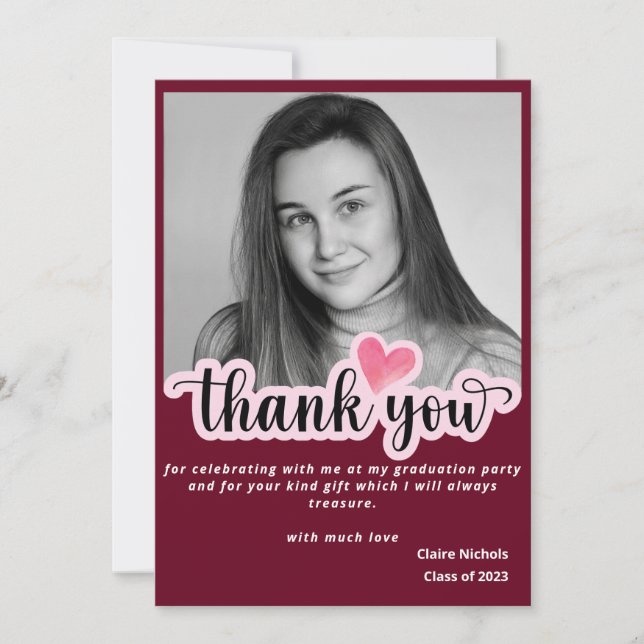 Diplôme photo moderne rouge audacieux typographie  (Devant)