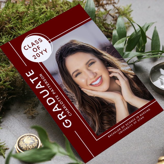 Diplôme photo Script moderne Bourgogne Blanc (Créateur téléchargé)