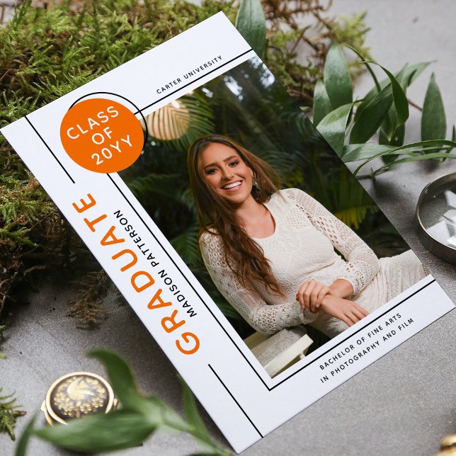 Diplôme photo Script moderne Noir Orange (Créateur téléchargé)