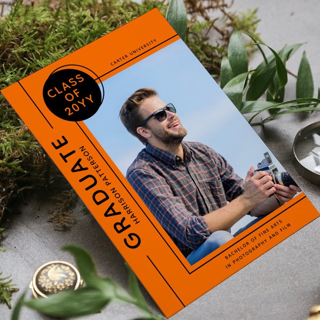 Diplôme photo Script moderne Orange noir (Créateur téléchargé)