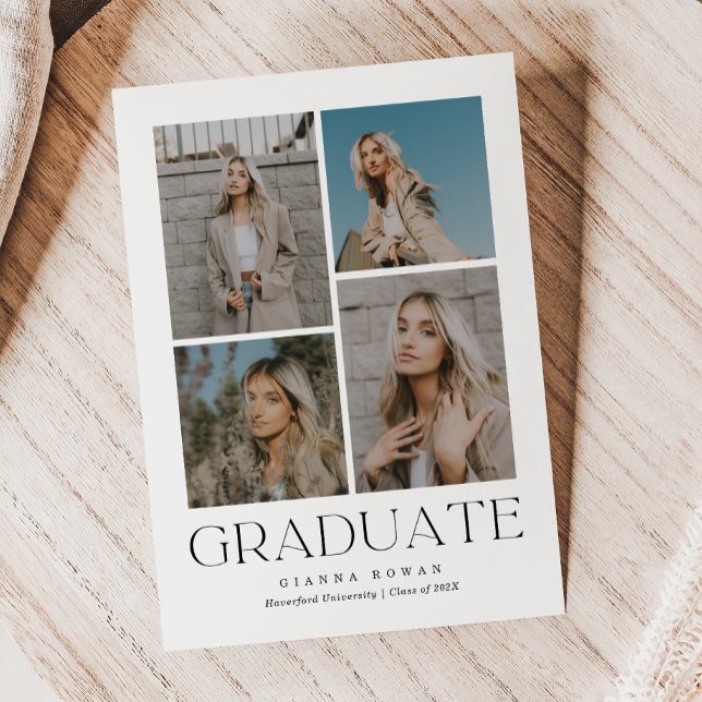 Diplômé Prestige Faire-part photo (Graduate Prestige Graduation Photo Announcement | Blue and White)