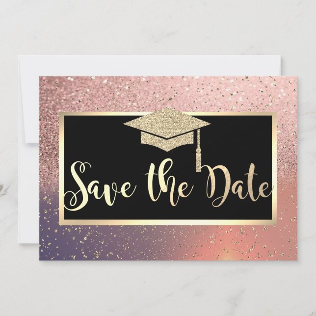 Diplômé Rose Gold Save The Date (Devant)