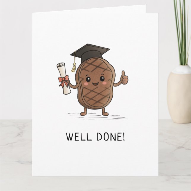 Diplôme Steak Blague Diplômé Récent Carte de Félic (Devant)