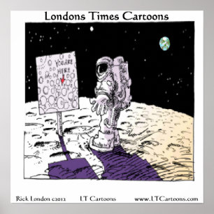 Directions On The Moon Funny Poster