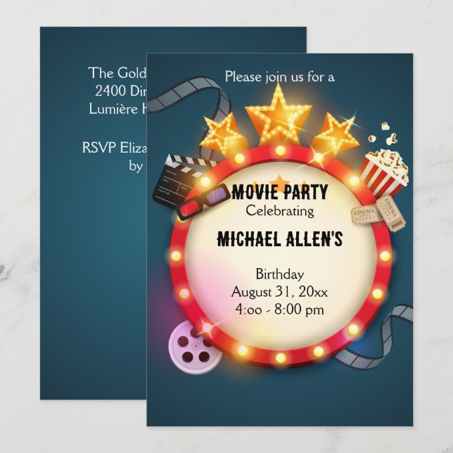 Director’s Cut Birthday Invitation  (Devant / Derrière)