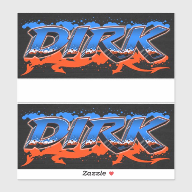 Dirk prénom nom graffiti autocollant sticker (Feuille)