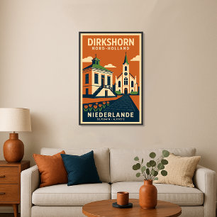 Dirkshorn Nord Hollande Pays-Bas Affiche de voyage