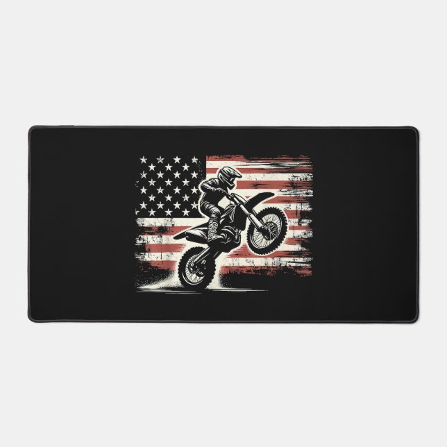Dirt Bike American Flag Motocross Biker Vintage US (Recto)