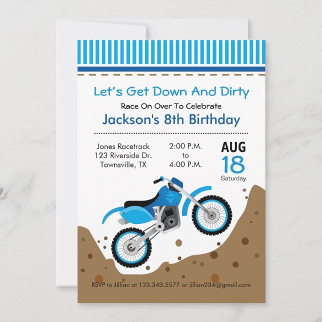 Dirt Bike Anniversaire Fête Invitation (Devant)