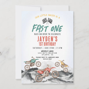 Dirt Bike Première fête d'anniversaire Invitation 
