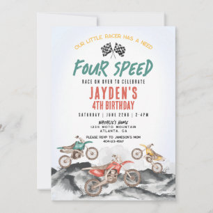 Dirt Bike Quatrième fête d'anniversaire Invitation