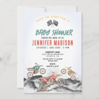 Dirt Bike Race Baby shower Invitation pour Garçon