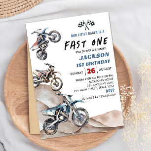Dirt Bike Race Boy First Birthday Party Invitation