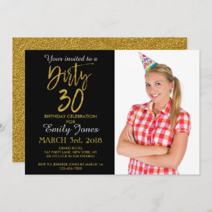 Dirty 30 Gold Foil Invitation Anniversaire