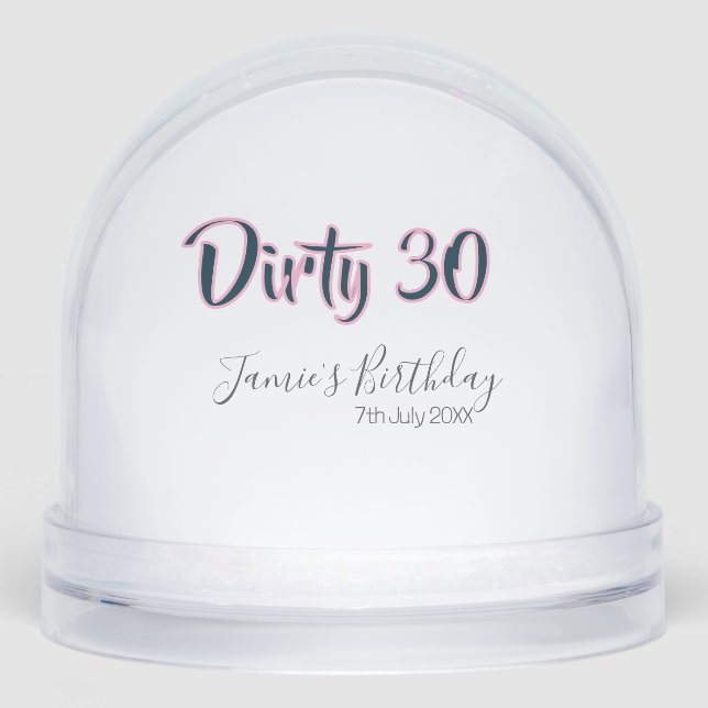 Dirty 30 happy birthday name date pink gray callig (Avant)