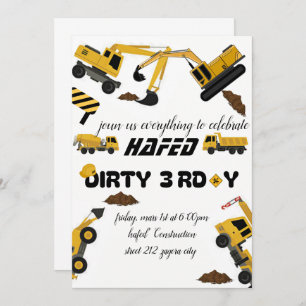 Dirty 3e année Troisième anniversaire Invitation