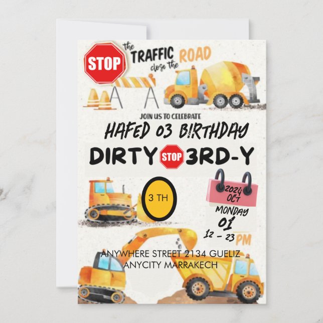 Dirty 3e année Troisième anniversaire Invitation (Devant)
