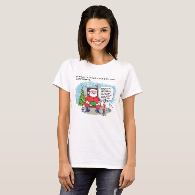 Dis à Papa Noël femmes T-shirt blanc (Devant entier)