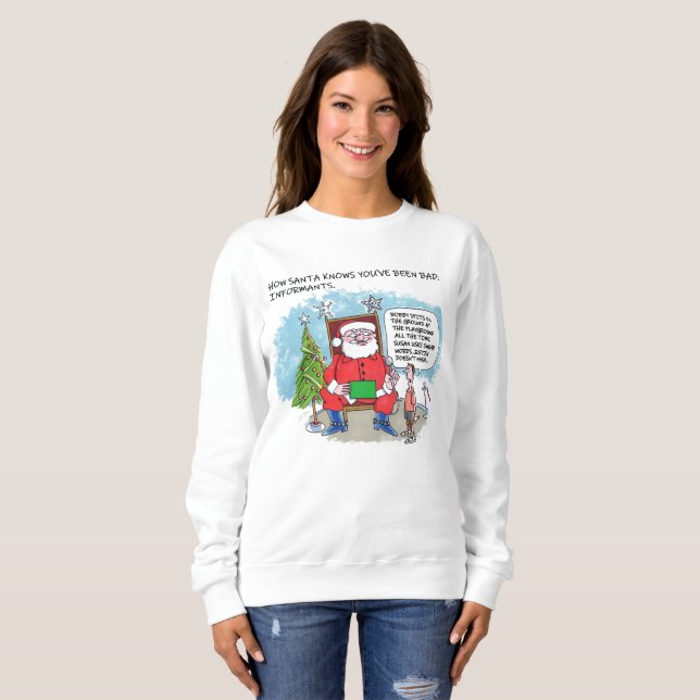 Dis à Père Noël femmes sweatshirt blanc (Devant entier)