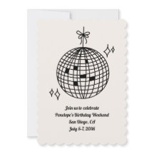 Disco Ball Anniversaire Fête Week-end Invitation