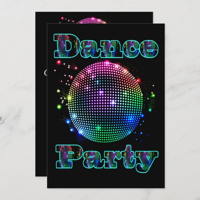 Disco Ball Dance Party Invitation personnalisée (Devant / Derrière)