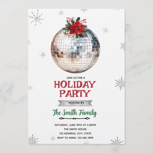 Disco Ball Holiday Party Invitation (Devant)