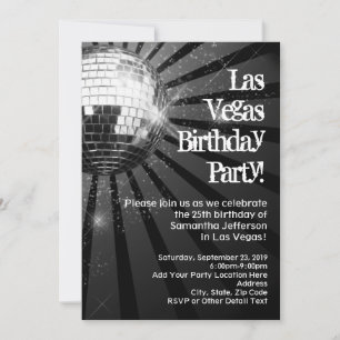 Disco Ball Las Vegas Invitations de fête d'anniver