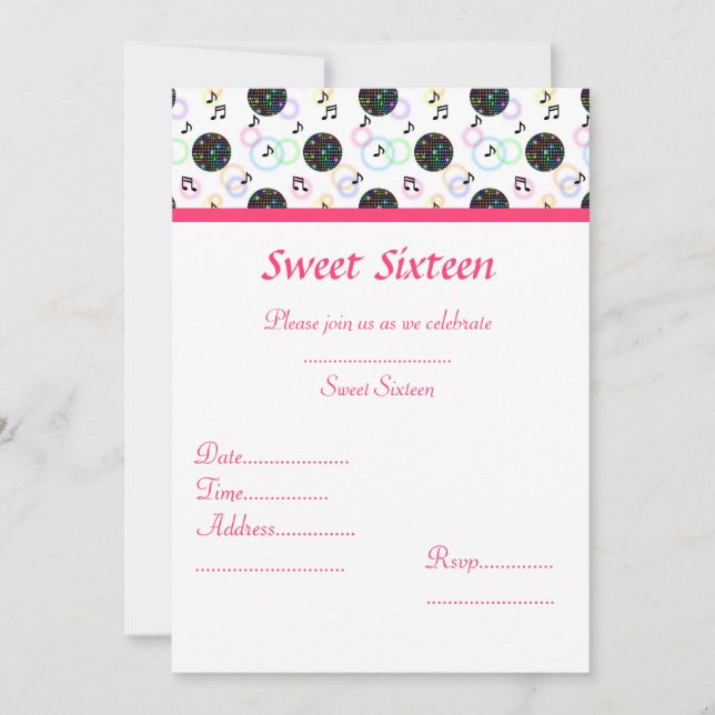 DISCO BALL SWEET 16 INVITATION PARTI (Devant)
