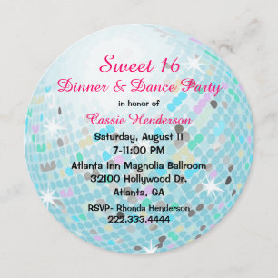 Disco Ball Sweet 16 Party Invitation