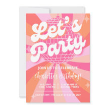 Disco Birthday Invitation Girl, Retro Birthday Dis