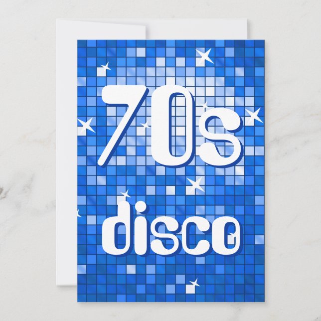 Disco Carreaux Bleu foncé les années 70 Invitation (Devant)