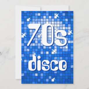 Disco Carreaux Bleu foncé les années 70 Invitation