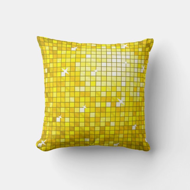 Disco Carreaux Jaune lance oreiller carré (Recto)