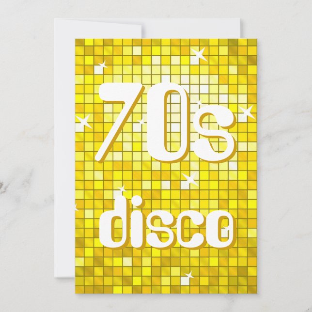 Disco Carreaux Jaune les années 70 Invitation Disc (Devant)