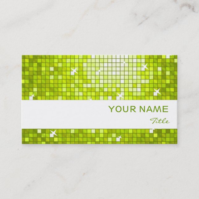 Disco Carreaux Lime carte de visite Bande blanche (Devant)