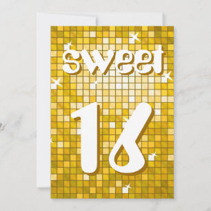 Disco Carreaux "Or" Sweet 16 invitation texte de l