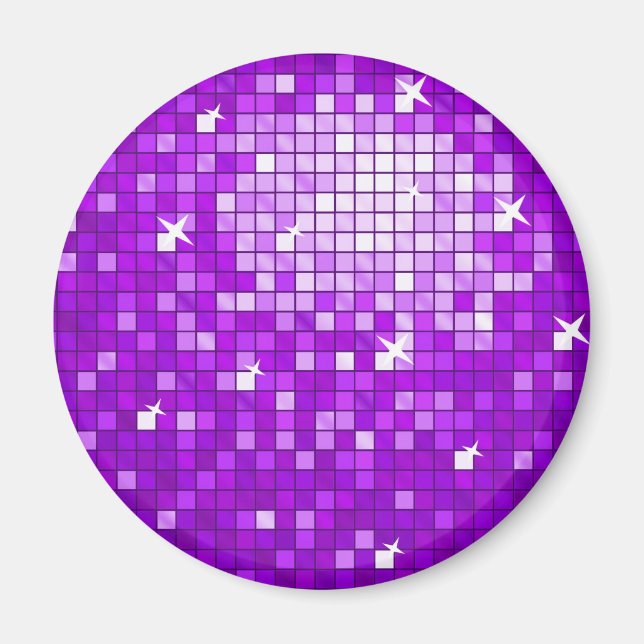 Disco Carreaux Purple frigo aimant rond (Devant)