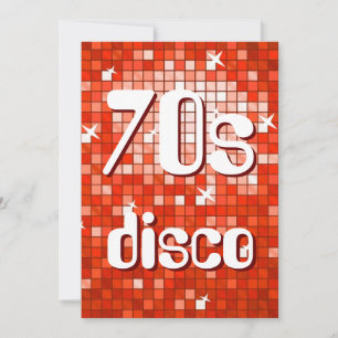 Disco Carreaux Red les années 70 Disco Invitation
