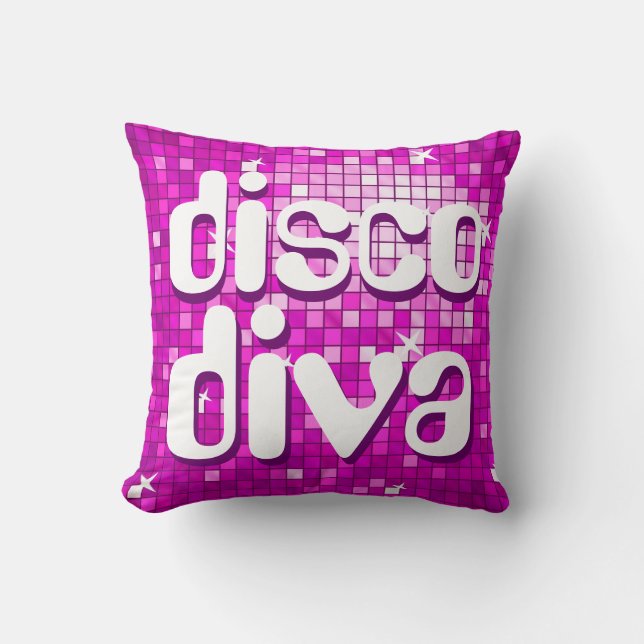 Disco Carreaux rose 'disco diva' lancer oreiller (Recto)