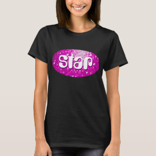 Disco Carreaux rose 'star' t-shirt femme noir