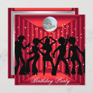 Disco Dance Anniversaire Fête Invitation rouge