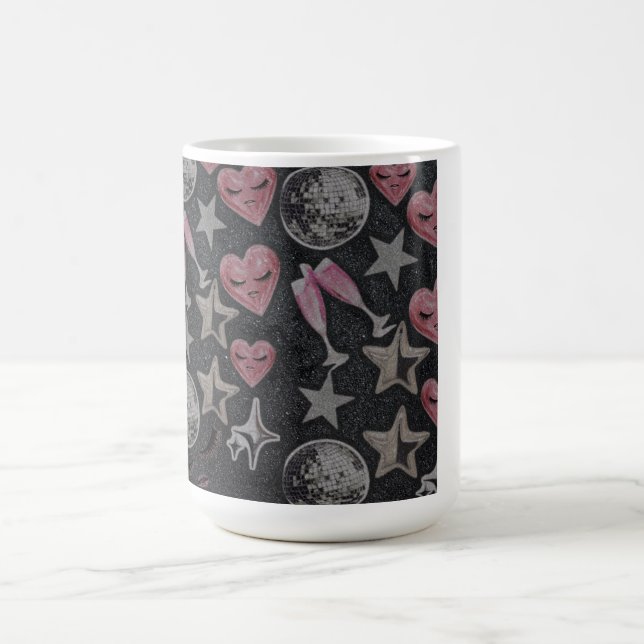 Disco Hearts Mug – Cute Glam Gift for Coffee Lover (Centre)