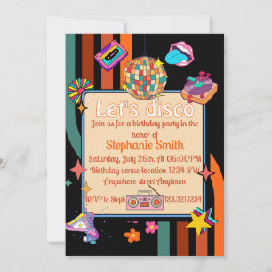 Disco les années 70 thème Anniversaire Invitation