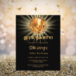 Disco or noir 40e anniversaire invitation budget<br><div class="desc">Une invitation à la 40ème fête. Un arrière - plan noir décoré d'une boule disco dorée. Texte : Faisons la fête ! Personnalisez et ajoutez un nom et des détails du parti. Le nom est écrit avec un script de style écrit à la main. 1 feuille = 1 invite imprimé...</div>