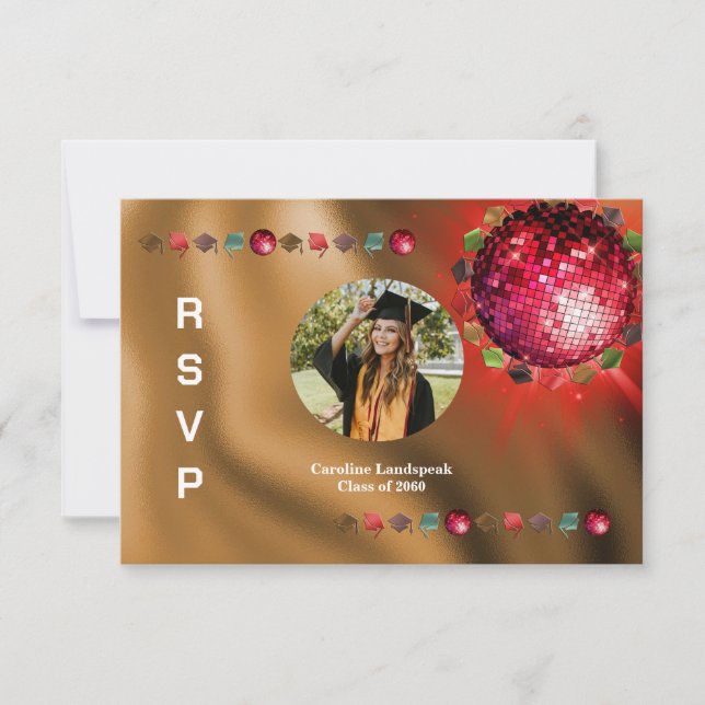 Disco Party Photo personnalisée RSVP (Devant)