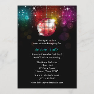 Disco Party Sweet 16 Ball Invitation
