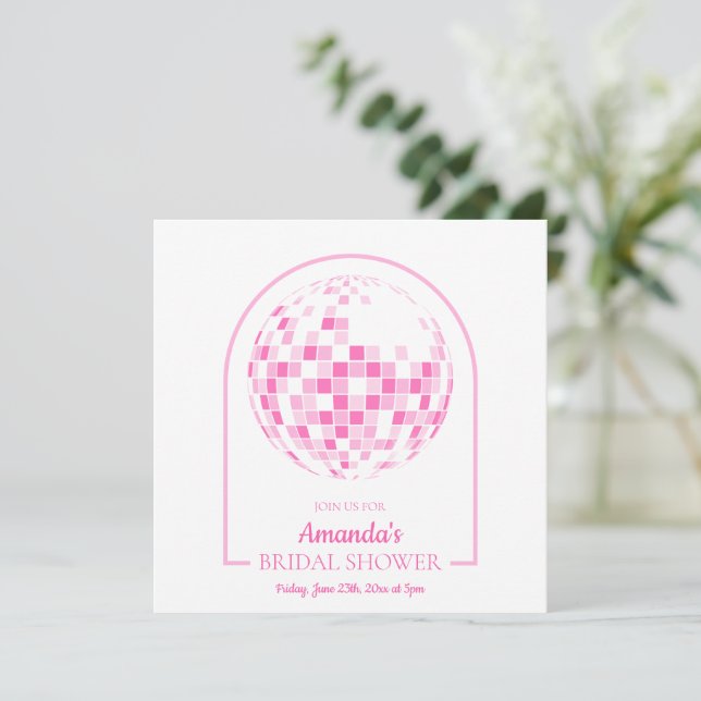 Disco Rose clair Boogie Bridal Shower Invitation (Debout devant)