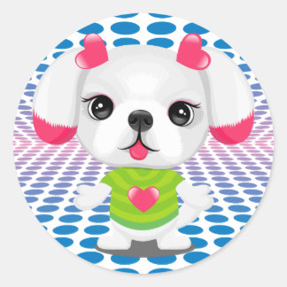 disco shih tzu autocollant rond